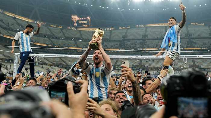 Lionel Messi and Argentina celebrate winning the World Cup